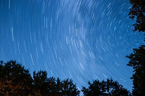 outdoors silhouette of trees under blue sky stars