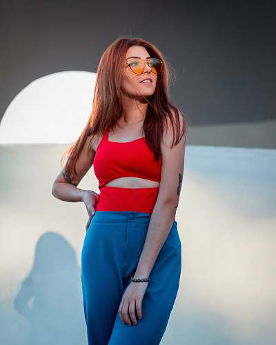 clothing woman near wall fashion