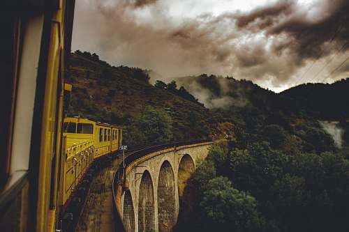 train green trees bridge