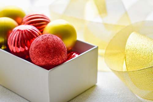 confectionery red and brown baubles on box sweets