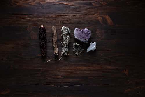 magic flat lay photography of geodes crystal