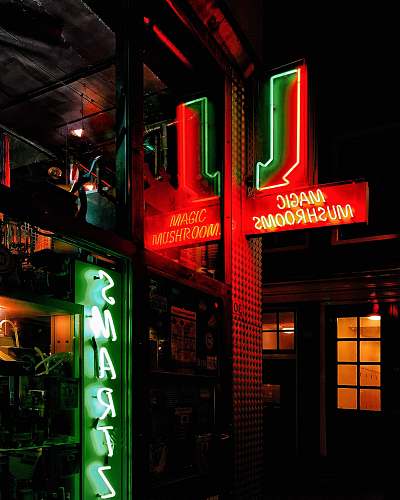 lighting green and red Magic Mushrooms neon light signage neon