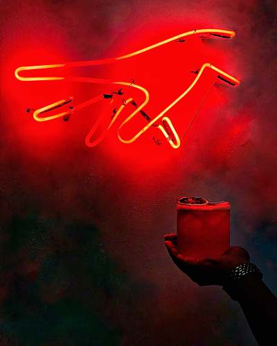 neon red hand neon sign one half coffee bar