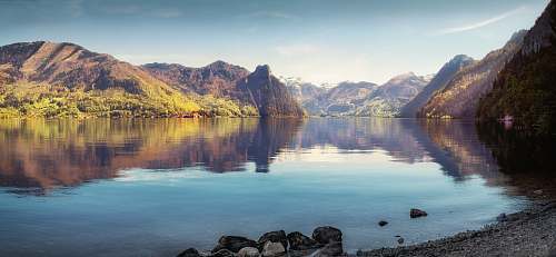 lake lake and mountains digital photo mountains