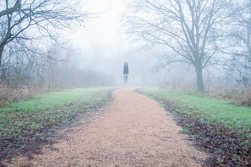 fog woman standing on focus photography weather