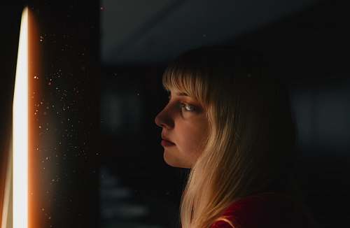 apparel woman looking at the window human