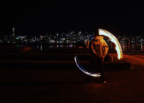 fire man performing fire dance gas works park