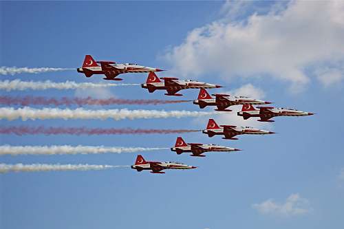 biplane white-and-red fighter jets in the sky airplane