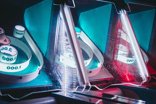 blue photo of arcade machine green