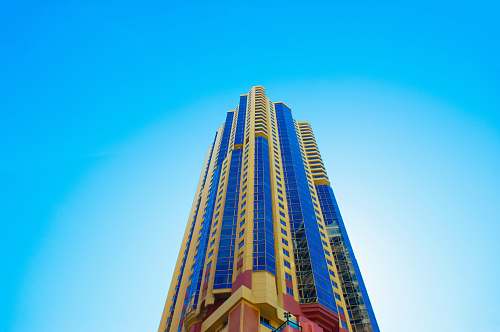 sky blue and beige high-rise building skyscraper