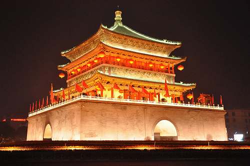 china temple during nighttime building
