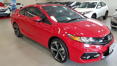 transportation red Honda Civic coupe on display vehicle