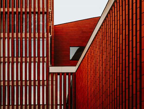 handrail red and white building perspective building
