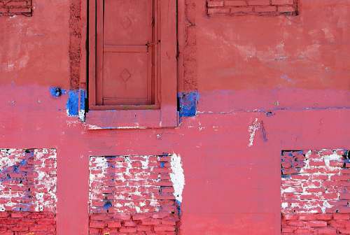 wall pink painted wall door
