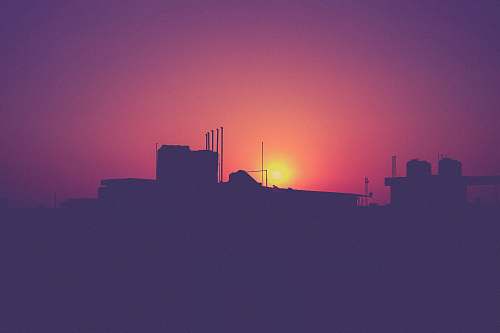 sky silhouette of buildings sunset