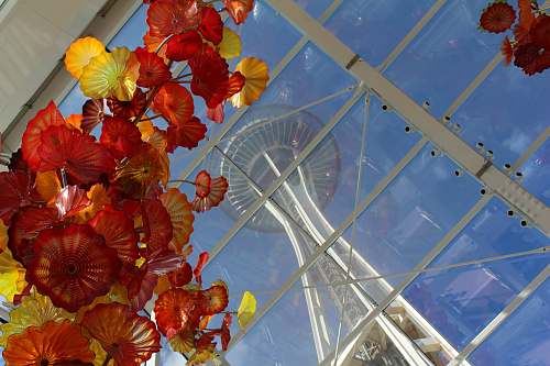 ceiling worm view of space needle during daytime decoration