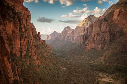 valley brown mountains with forest mountain