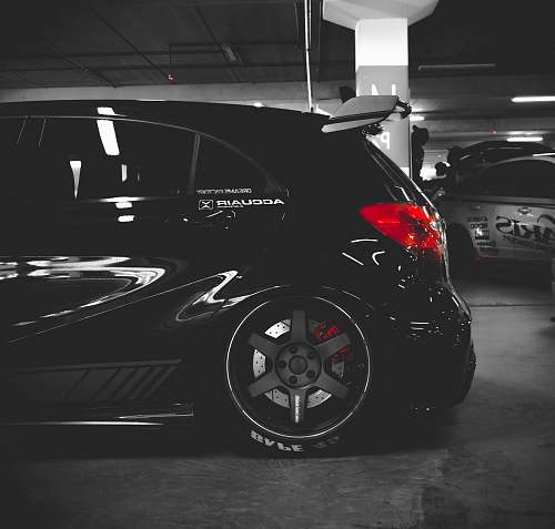 vehicle black 5-door hatchback on parking lot automobile