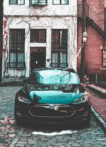 blue black car building
