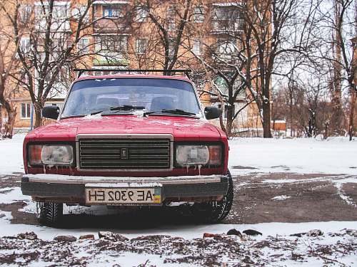 winter red vehicle ukraine