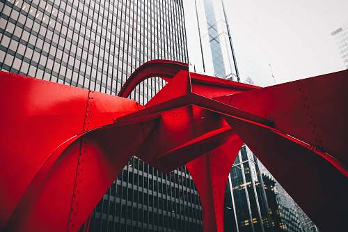 architecture red metal frame urban