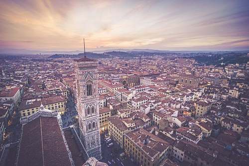 building aerial photography of city roof
