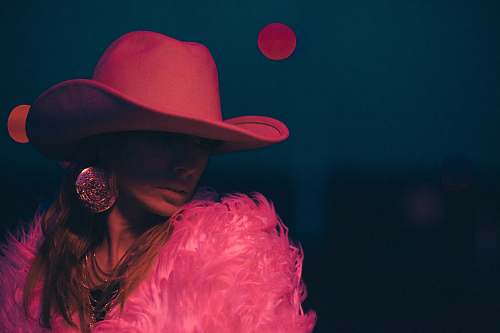 apparel woman wearing pink cowboy hat hat