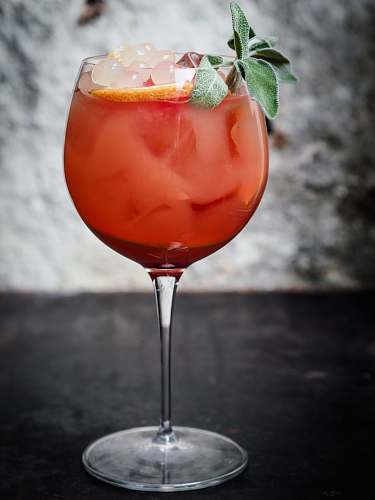 drink wine glass with leaf alcohol