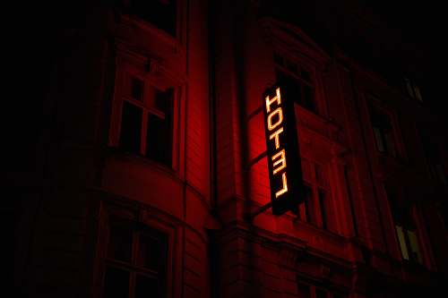 denmark red hotel signage light