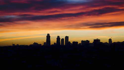 sunrise silhouette of buildings during orange sunset sky