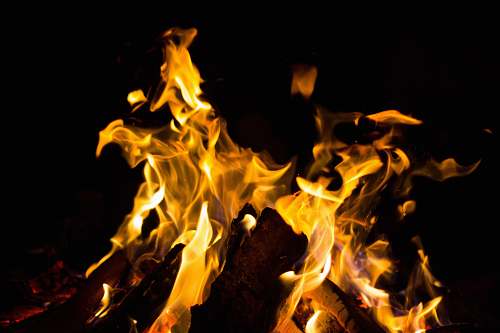 flame burning charcoal campfire