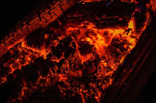 outdoors closeup photo of burning coal flame