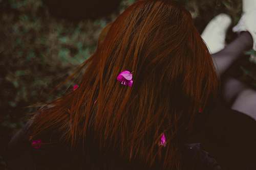 hair human hair with pink flowers red