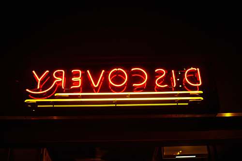 restaurant lighted red Discovery neon signage meal