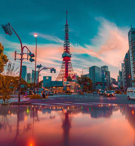 building architectural photo of tower between buildings tokyo