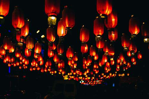 lamp orange paper lanterns during night time beijing