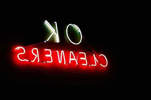 neon OK Cleaners neon signage red
