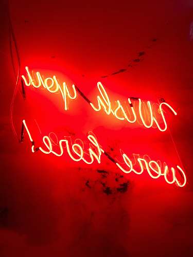 neon yellow wish you were here! neon sign advertisement
