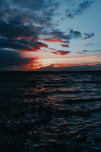 outdoors body of water under grey sky sunset