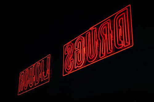 light red drugs liquor neon signages red