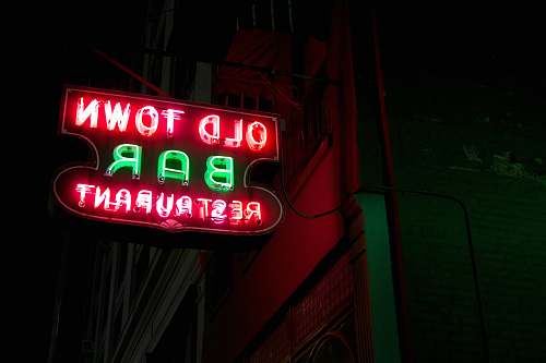 light turned on Old Town Bar restaurant neon light signage sign