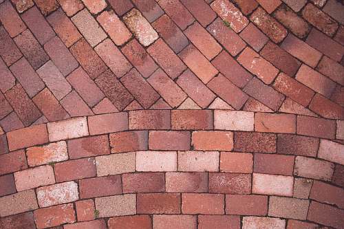 brick high angle photo of pavement walkway