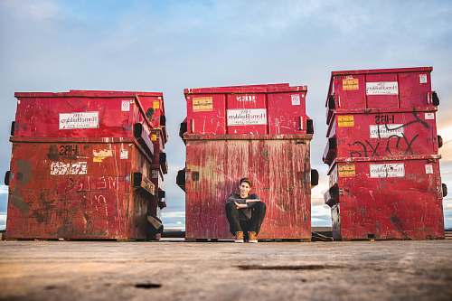 dumpster boy leaning while sitting at box graffiti