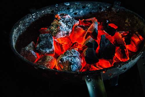 food burning charcoals human