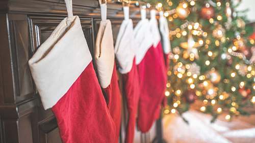 red red and white Christmas glove decoration christmas tree