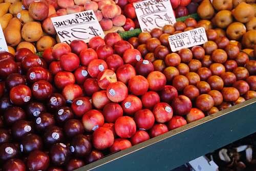 red red apple on blue wooden rack shop
