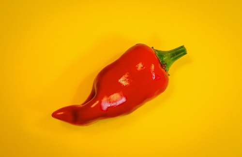 food red chili pepper on orange surface vegetable