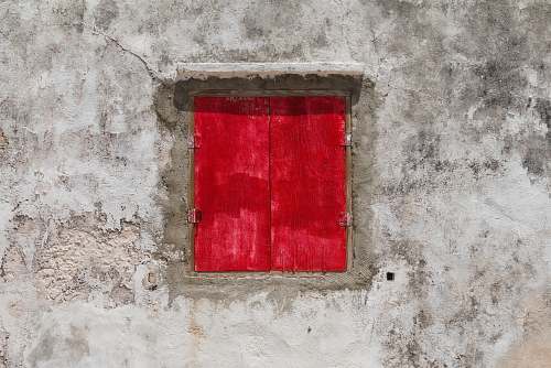 door close red window wall