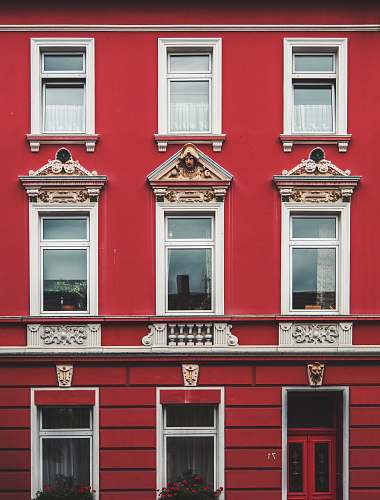 window closed windows on red house building