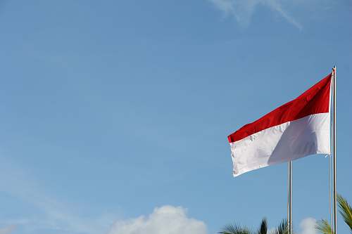 flag red and white flag under blue sky during daytime emblem